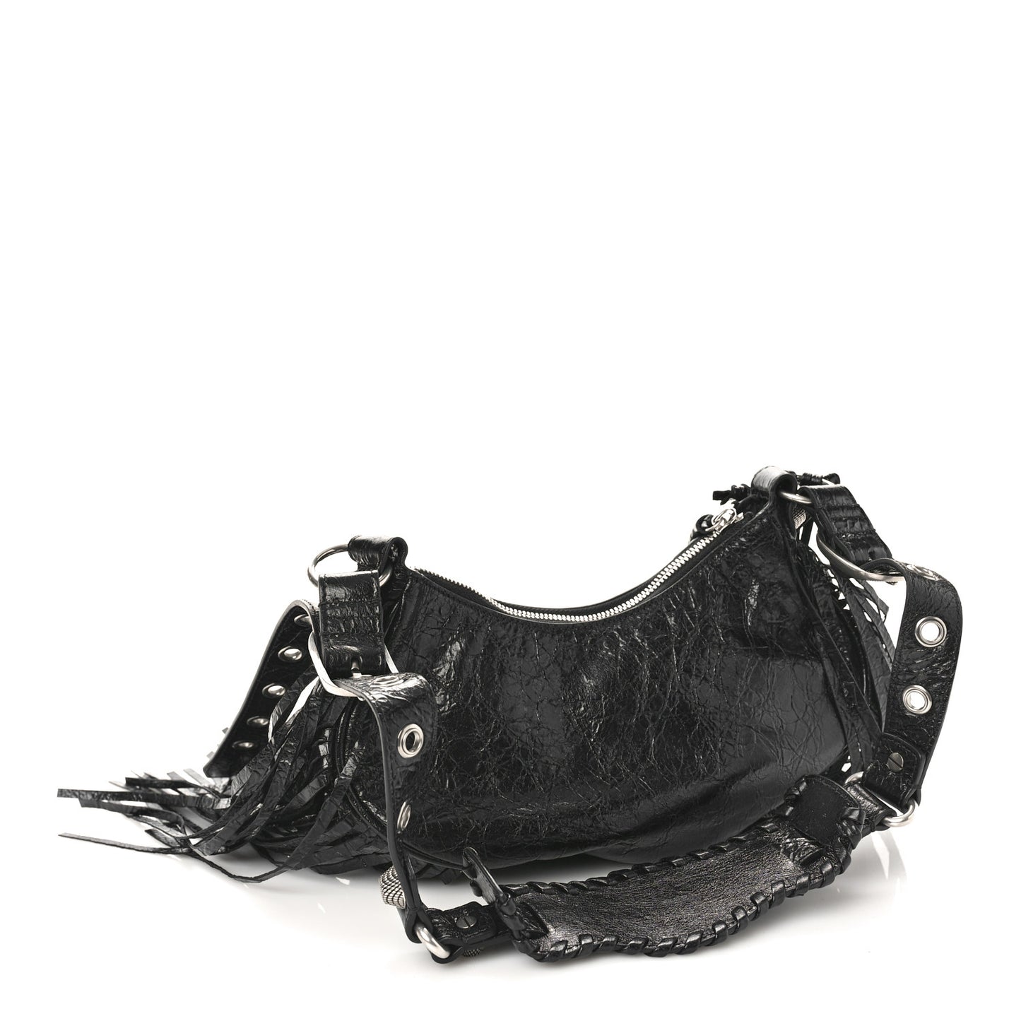 Agneau Arena Le Cagole Fringe Shoulder Bag XS Black