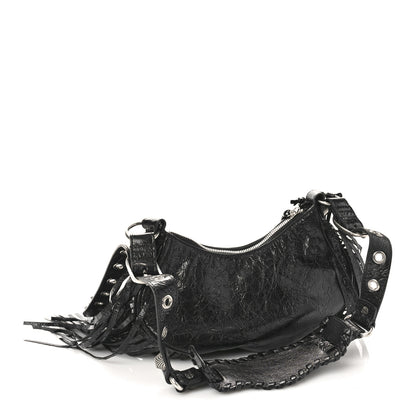 Balenciaga Agneau Arena Le Cagole Fringe Shoulder Bag XS Black 3 of 10