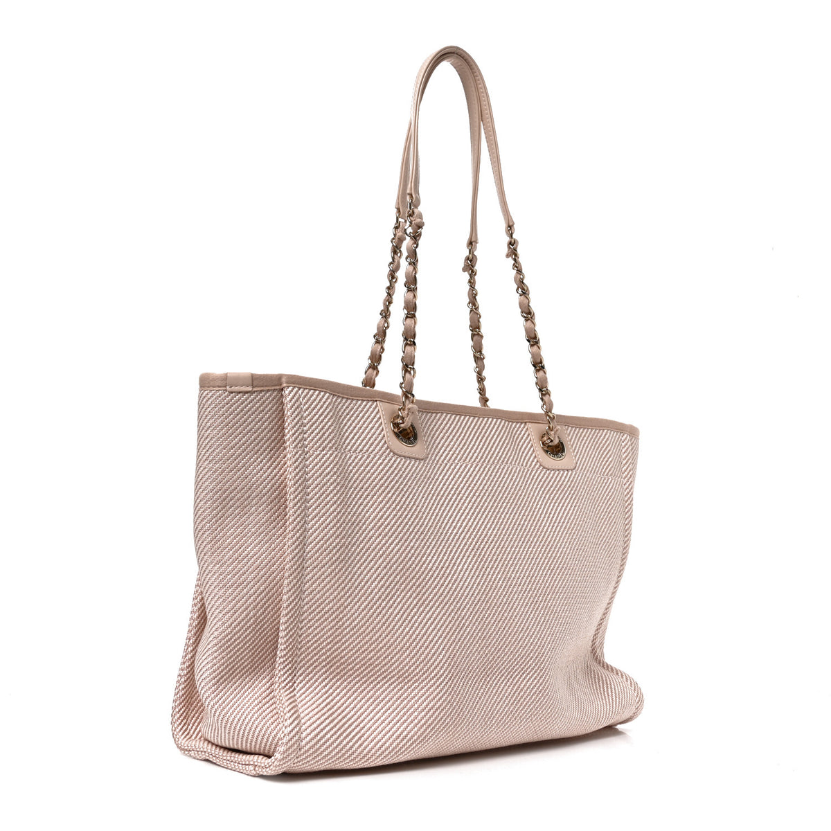 Mixed Fibers Calfskin Small Deauville Tote Beige