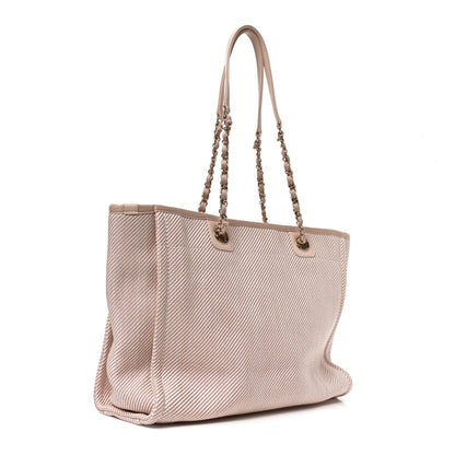 Chanel Mixed Fibers Calfskin Small Deauville Tote Beige 3 of 10