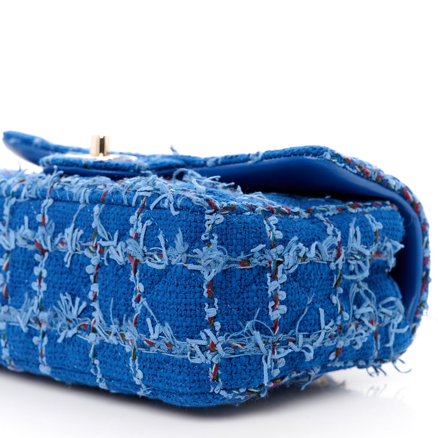 Chanel Tweed Quilted Mini Rectangular Flap Blue Multicolor 11 of 12