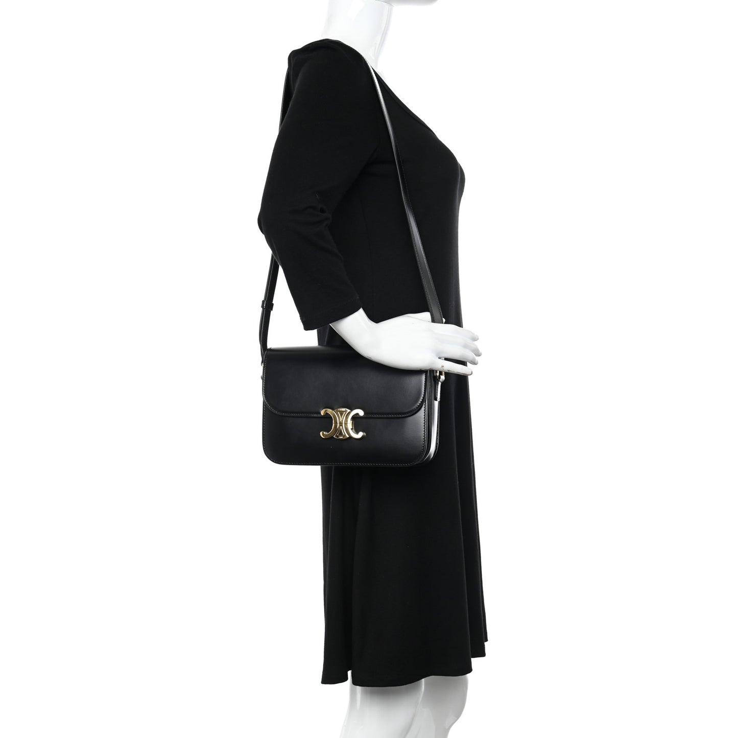 Shiny Calfskin Medium Triomphe Black