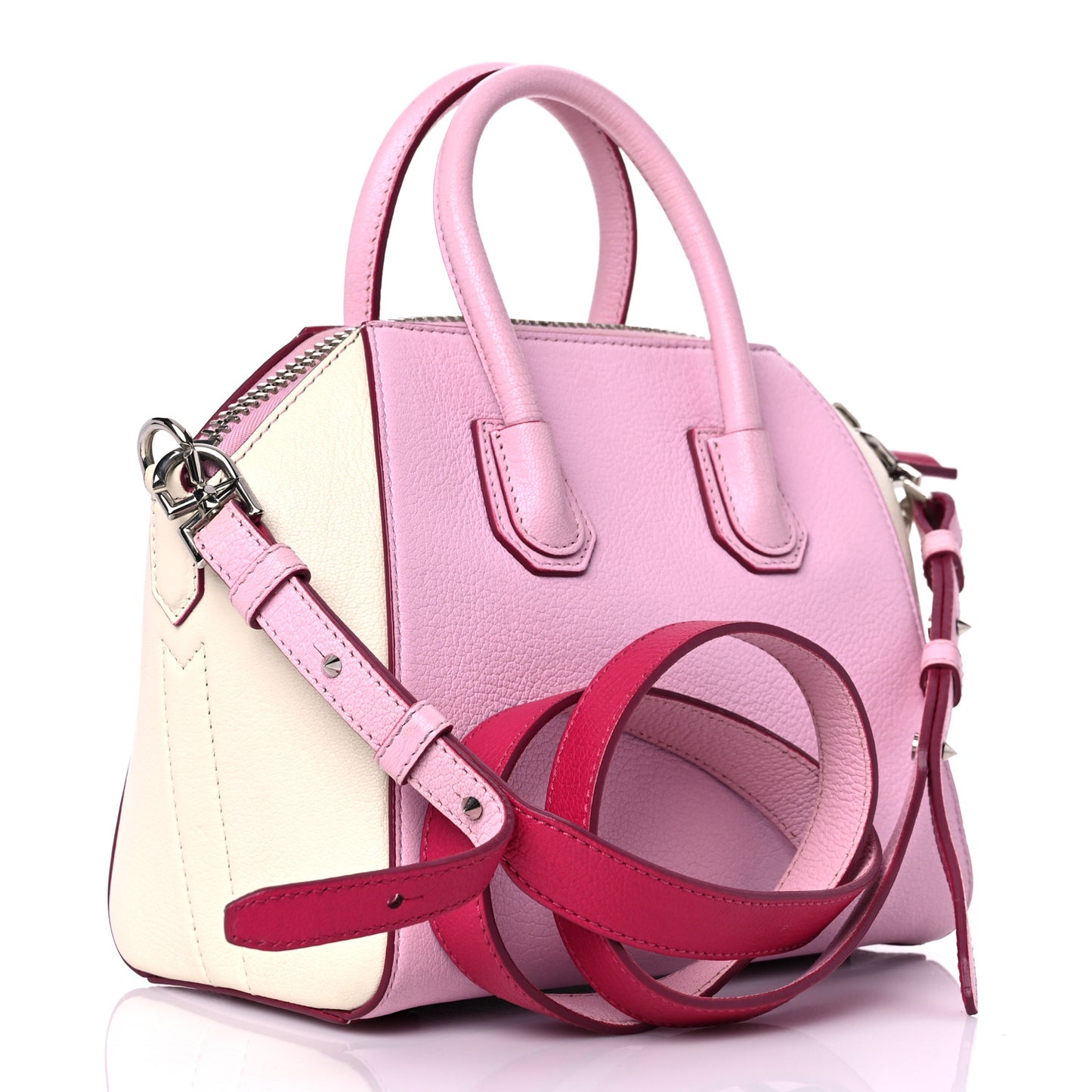 Sugar Goatskin Mini Tri-Color Antigona Bright Pink White Fuchsia