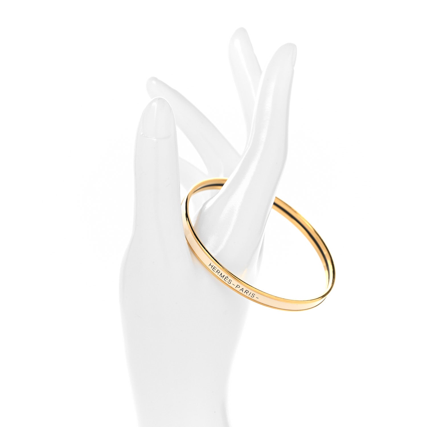 Hermes Enamel Printed Extra Narrow Uni Bracelet 70 Creme 3 of 12