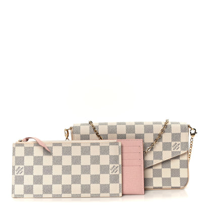 Louis Vuitton Damier Azur Pochette Felicie Chain Wallet Rose Ballerine 3 of 13