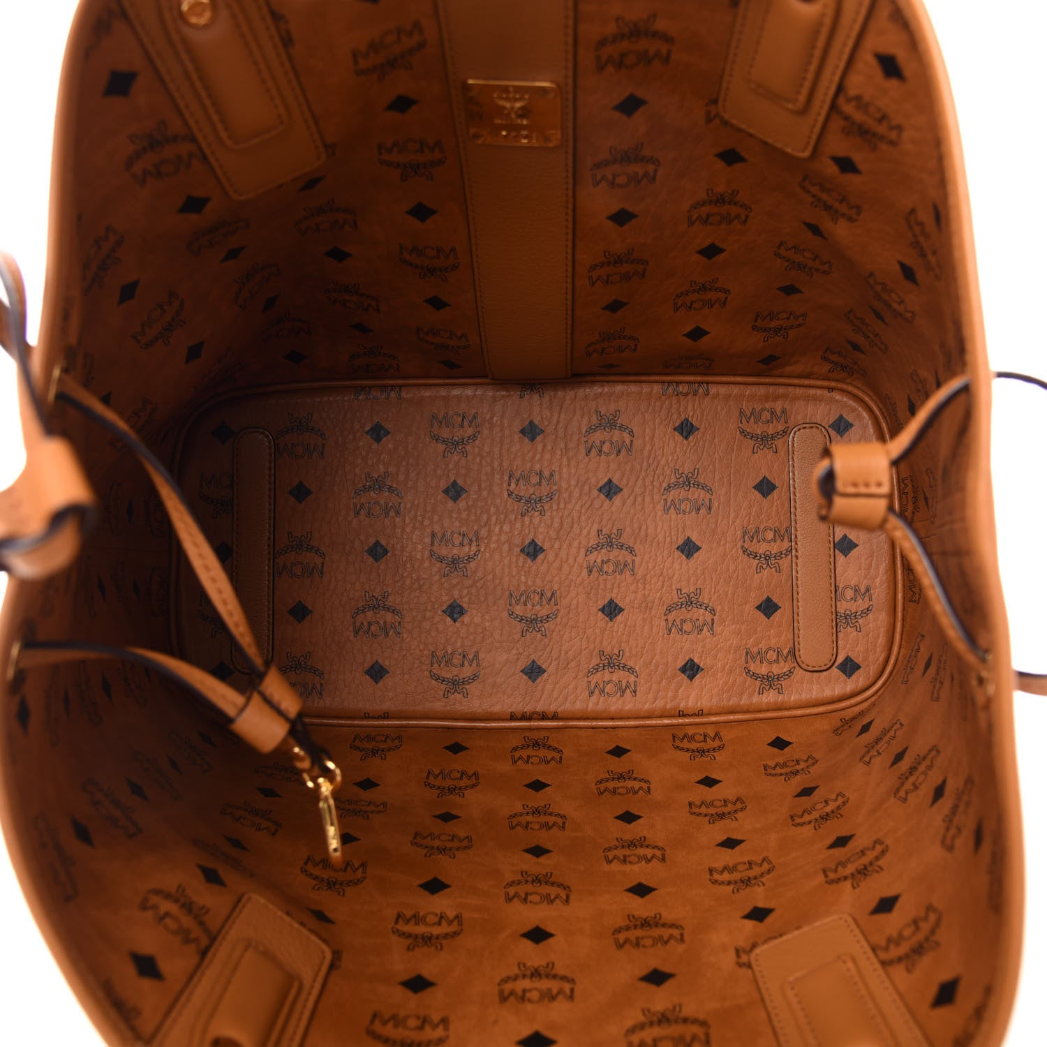 MCM Visetos Medium Liz Reversible Shopper Tote Cognac 16 of 19