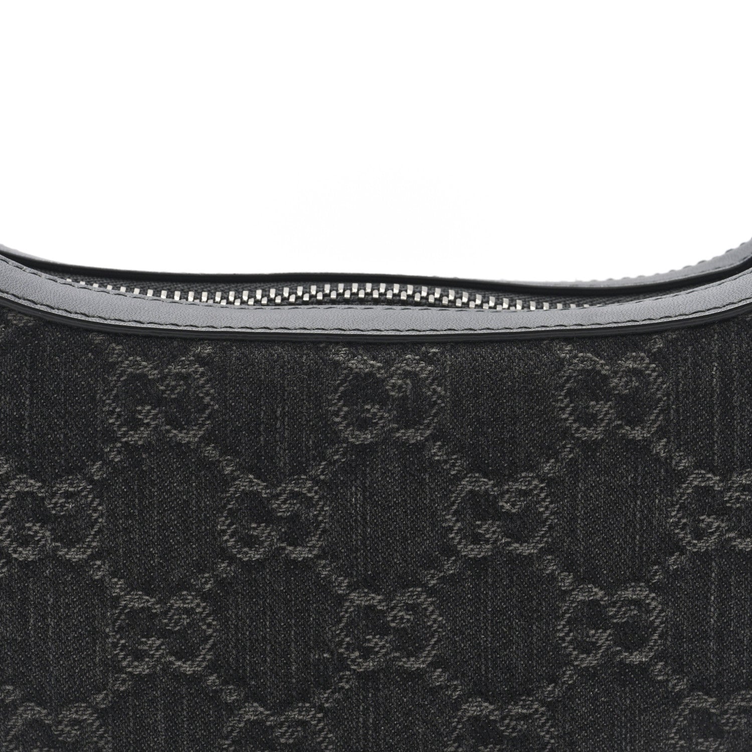 Gucci Denim GG Monogram Dollar Calfskin Web Mini Ophidia Half Moon Hobo Black Grey 8 of 11