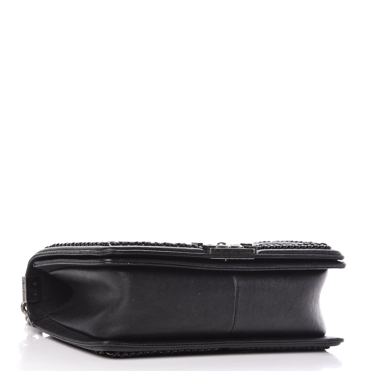 Calfskin Quilted Medium Boy Top Handle Flap Black