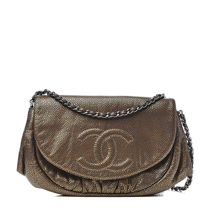 Chanel Metallic Caviar Half Moon Wallet On Chain WOC Bronze 1 of 13