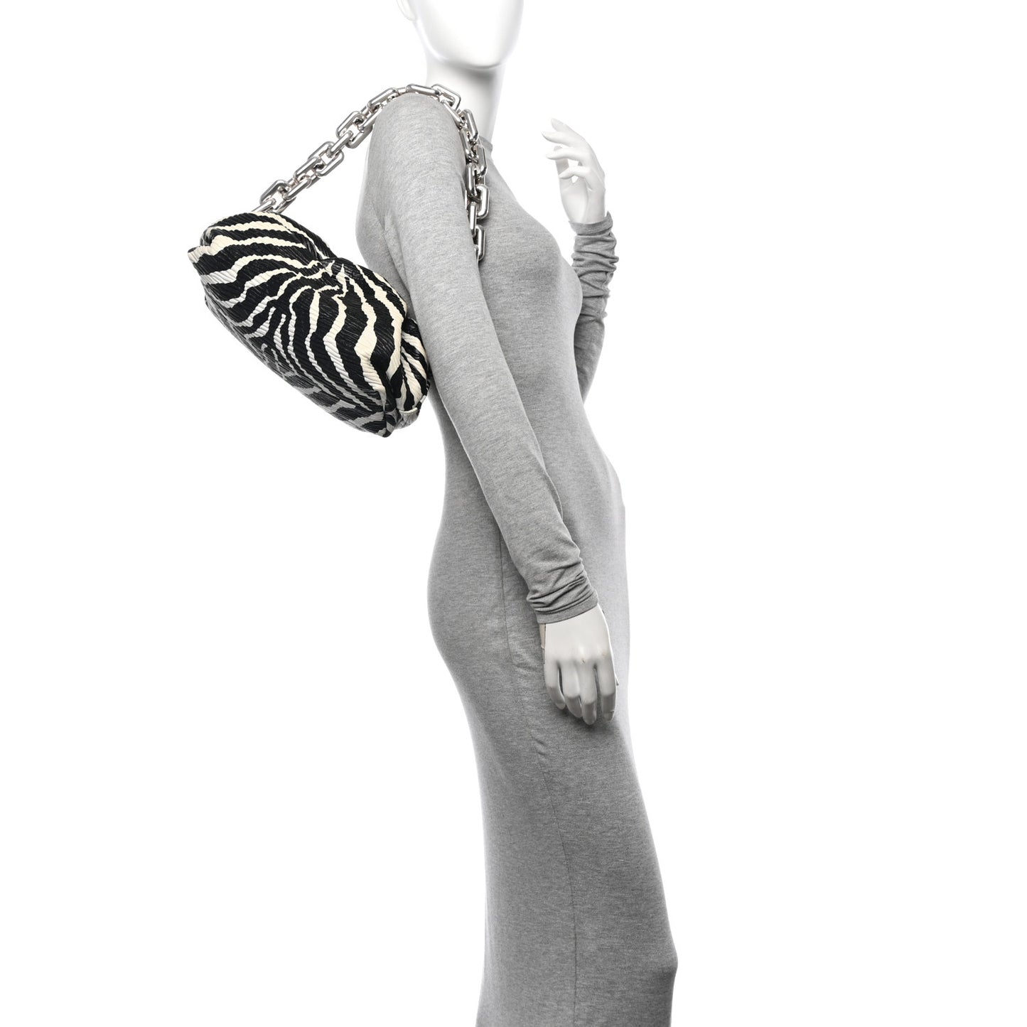 Nappa Zebra Print The Pouch Oversized Clutch White Black