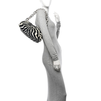 Bottega Veneta Nappa Zebra Print The Pouch Oversized Clutch White Black 2 of 10