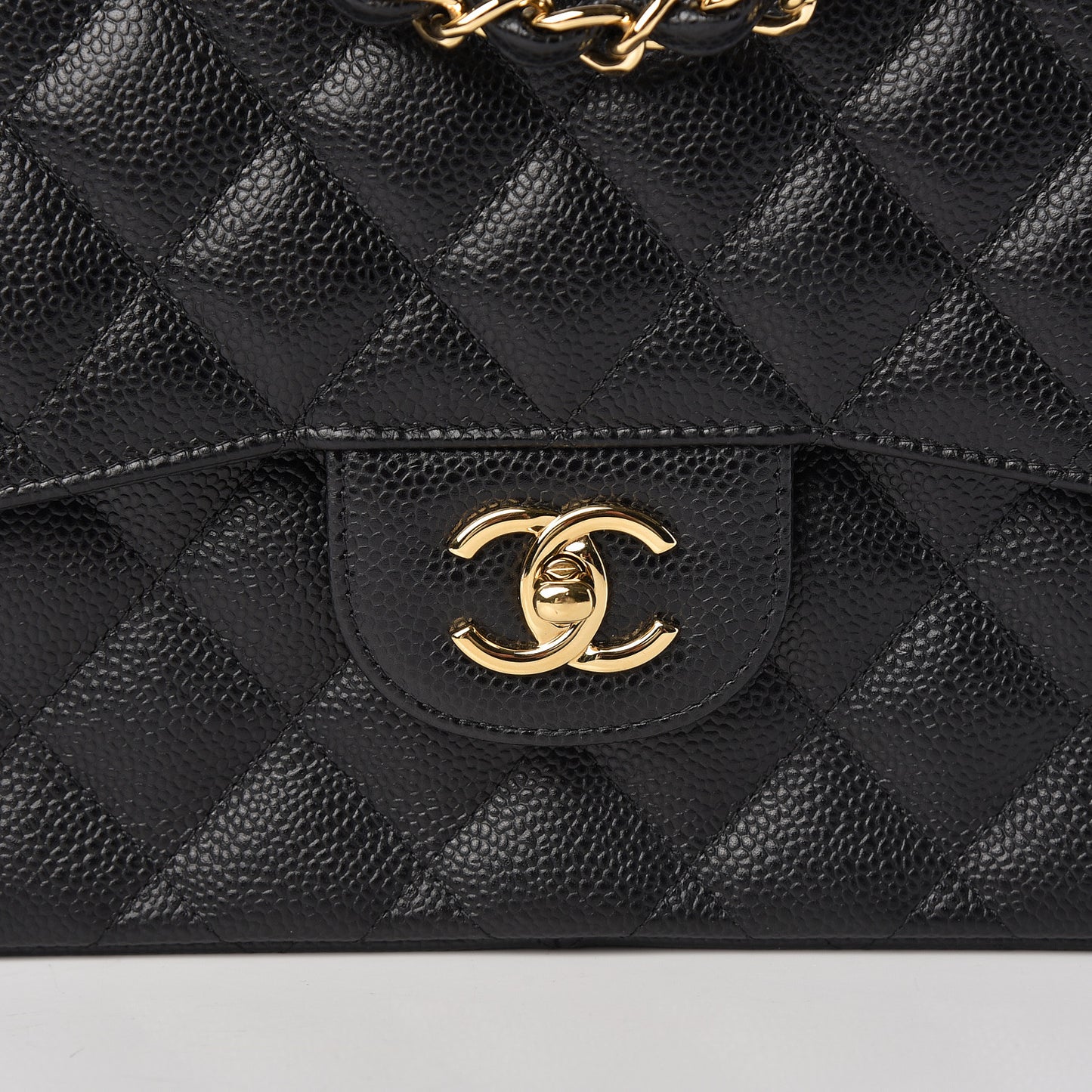 Caviar Quilted Jumbo Double Flap Black