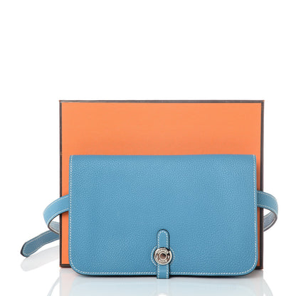 Hermes Togo Dogon Wallet Waist Pouch Blue Jean 9 of 9