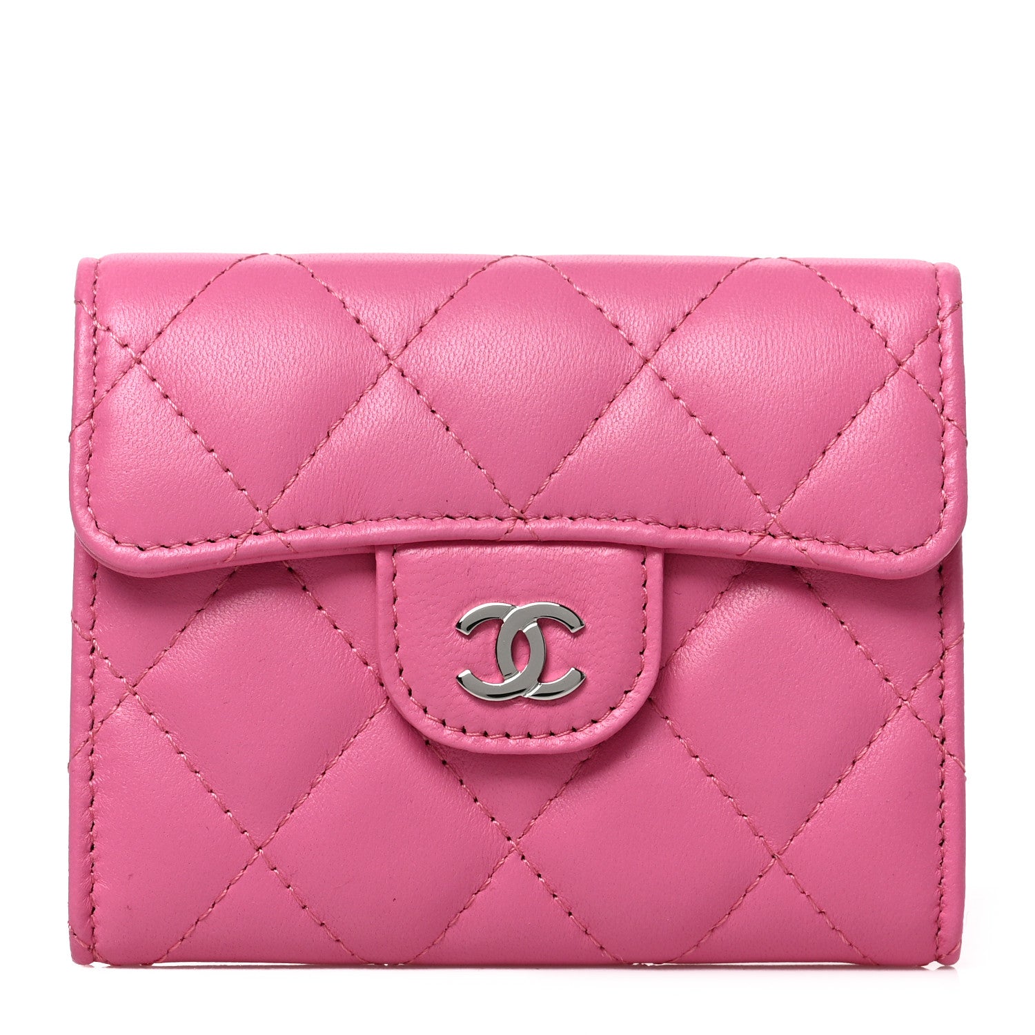 Chanel Lambskin Quilted Flap Card Holder Wallet Pink 1 of 8