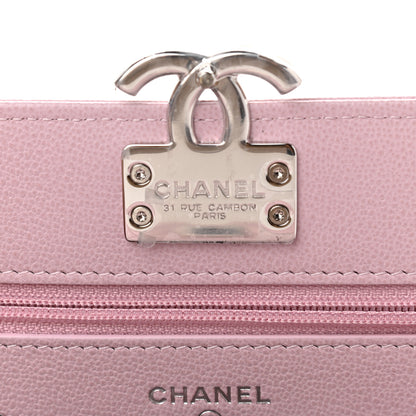 Chanel Grained Calfskin Quilted CC Box Wallet On Chain WOC Light Pink 11 of 11