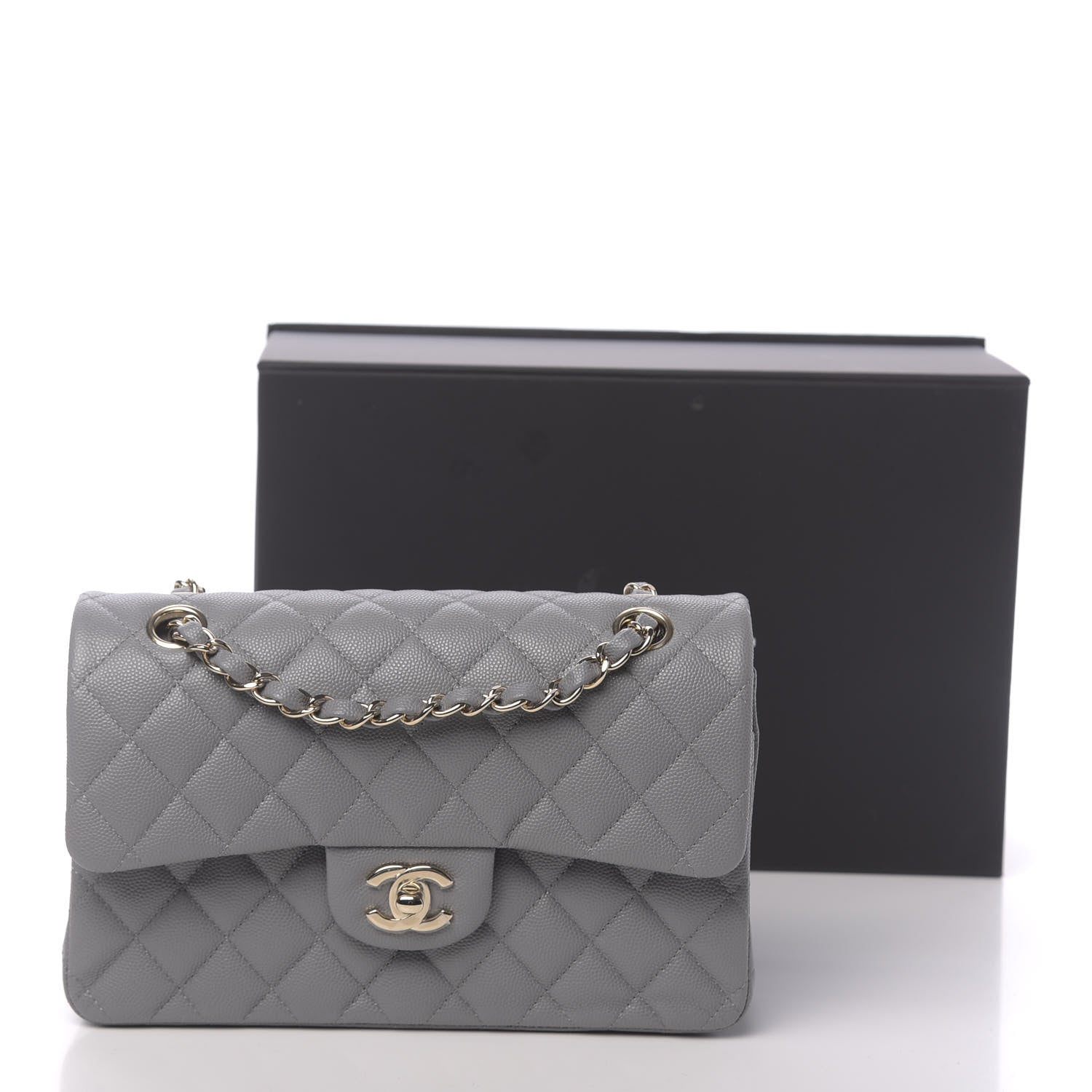Chanel Caviar Quilted Small Double Flap Grey 11 of 11