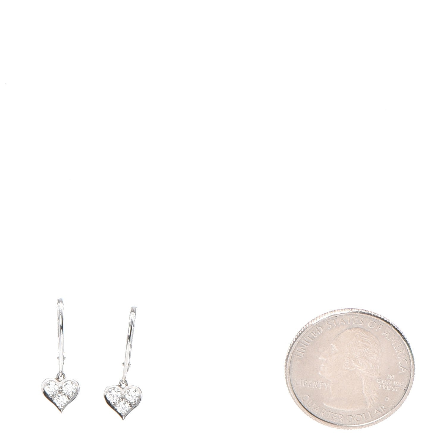 Tiffany Platinum Diamond Heart Drop Earrings 2 of 6