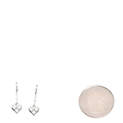 Tiffany Platinum Diamond Heart Drop Earrings 2 of 6