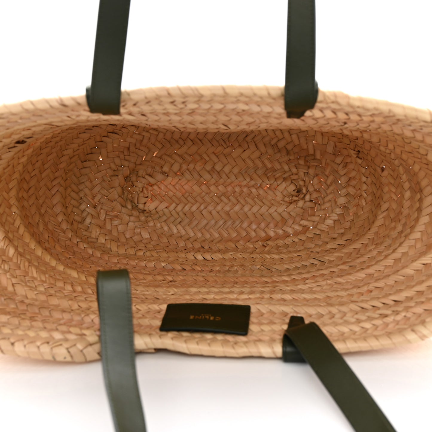 Raffia Calfskin Triomphe Medium Panier  Green