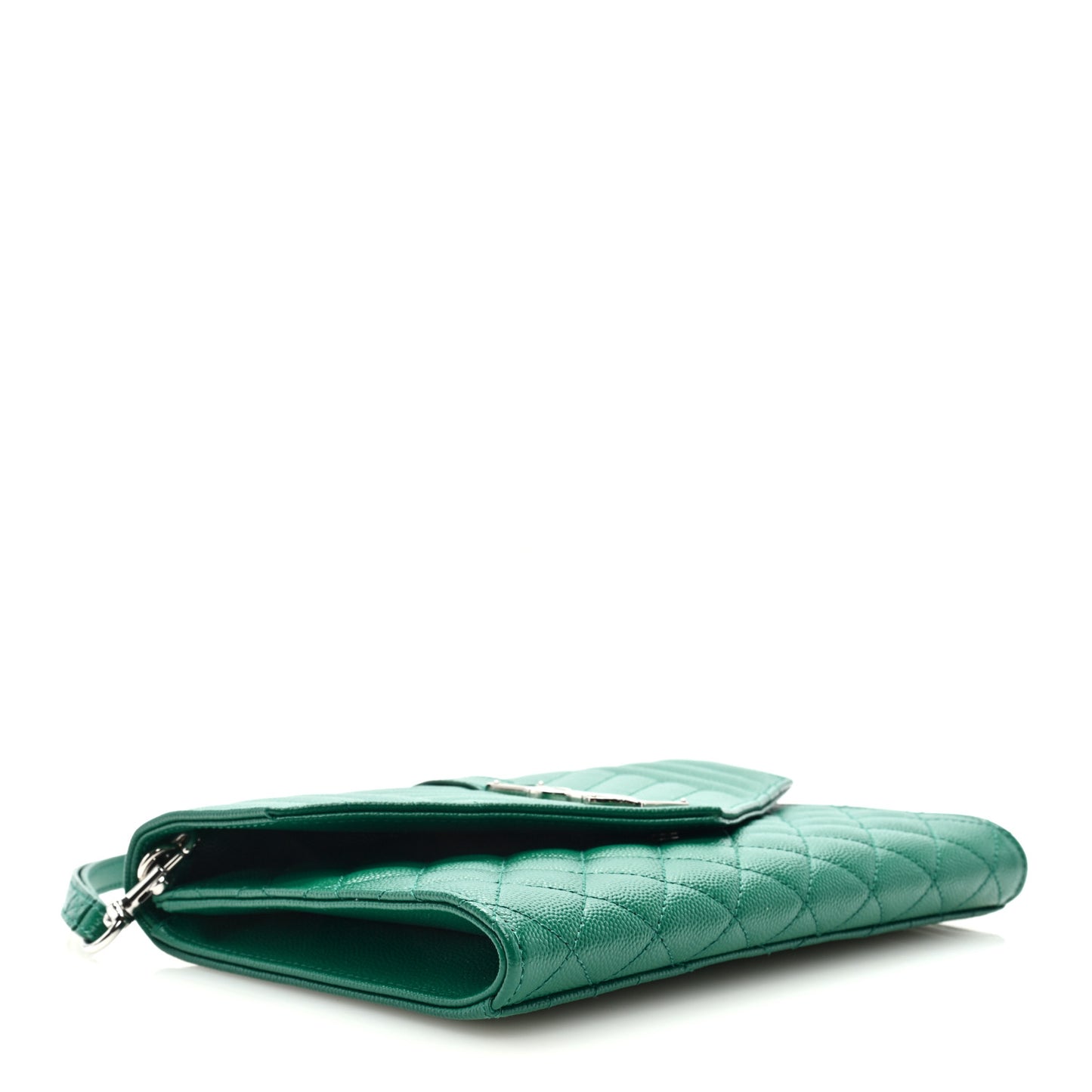 Grain De Poudre Textured Mixed Matelasse Triquilt Monogram Clutch Green Field