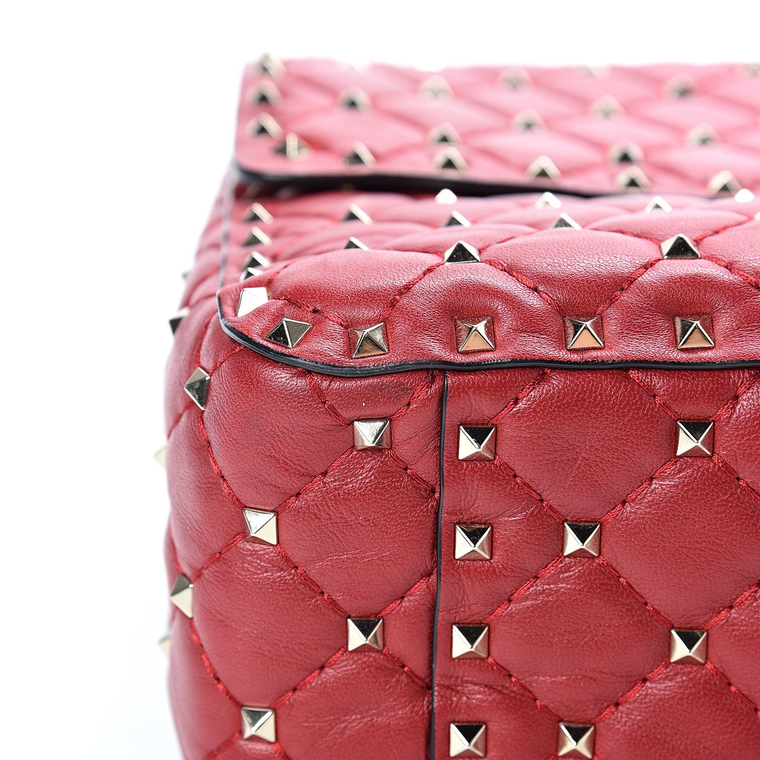 Valentino Garavani Lambskin Large Rockstud Spike Shoulder Bag Red 11 of 12