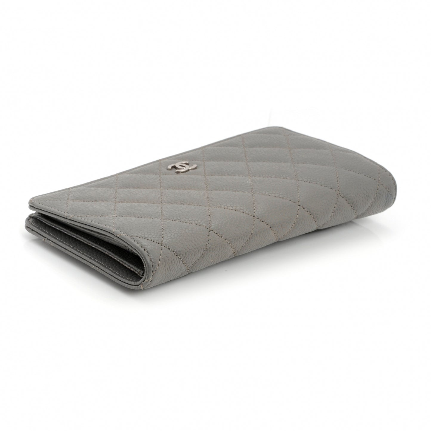 Caviar Quilted Yen Wallet Grey