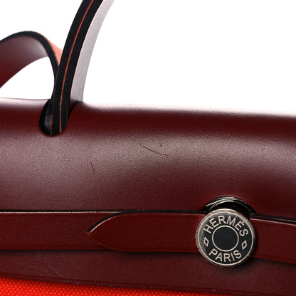 Hermes Vache Hunter Toile Herbag Zip 31 PM Capucine Rouge H 12 of 14