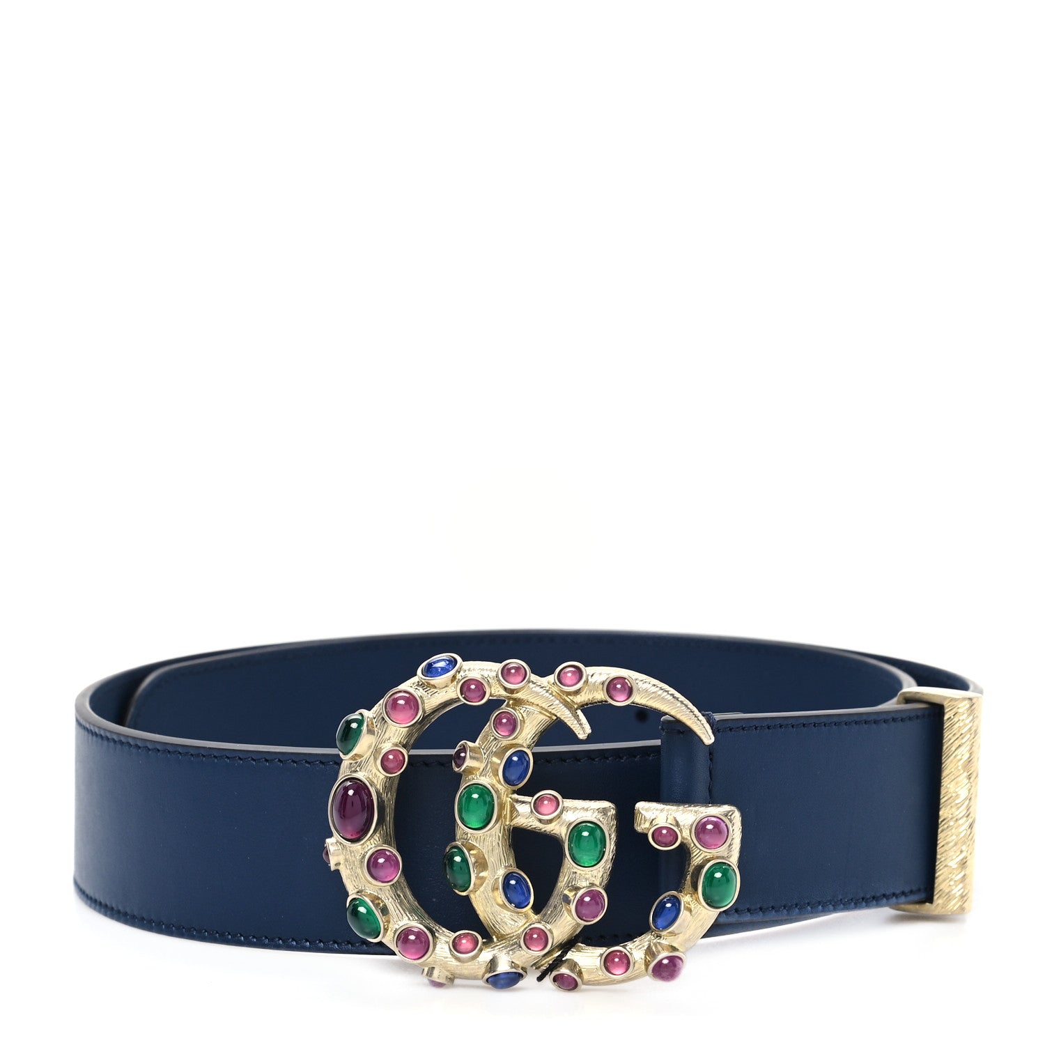 Gucci Calfskin Ceramic Glass Double G 40mm Belt 85 34 Blue Agata Multicolor 1 of 4