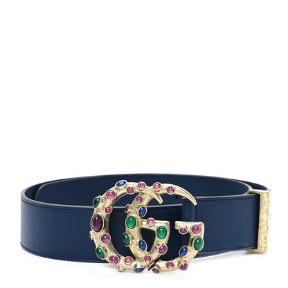 Gucci Calfskin Ceramic Glass Double G 40mm Belt 85 34 Blue Agata Multicolor 1 of 4
