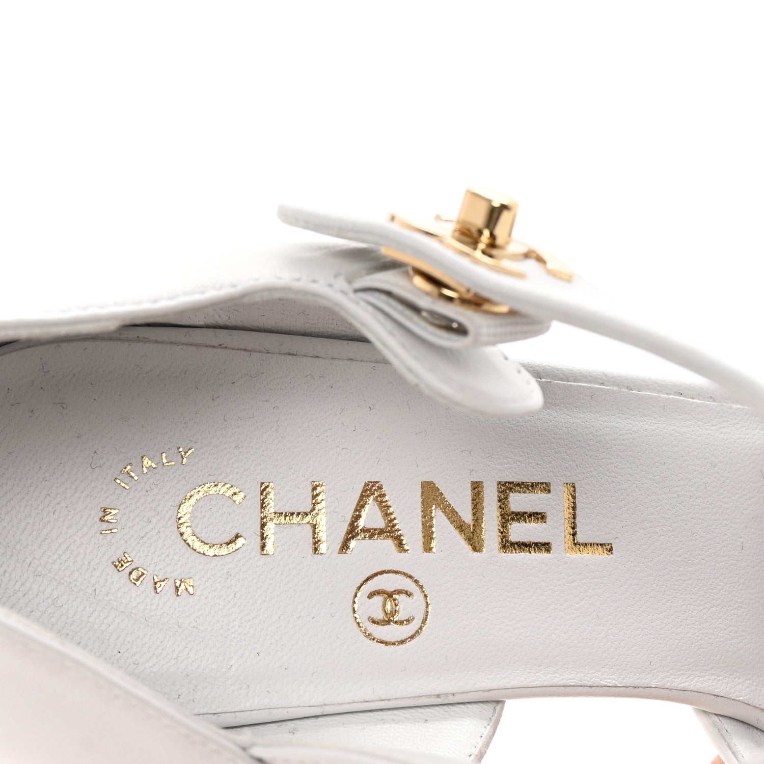 Chanel Lambskin Patent Cap Toe Mary Jane Wedge Pumps 38 White Black 8 of 10