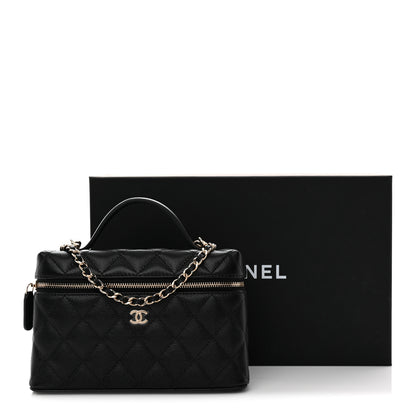 Chanel Caviar Quilted Top Handle Slim Vanity With Chain Black 11 of 11