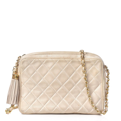 Chanel Lambskin Quilted Tassel Camera Case Pouch White 1 of 17