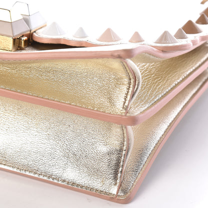 Fendi Vitello Catalan Mirror Scalloped Multi Studded Small Kan I Shoulder Bag Champagne 9 of 11