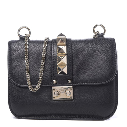 Valentino Garavani Grained Calfskin Small Glam Lock Rockstud Flap Black 1 of 9