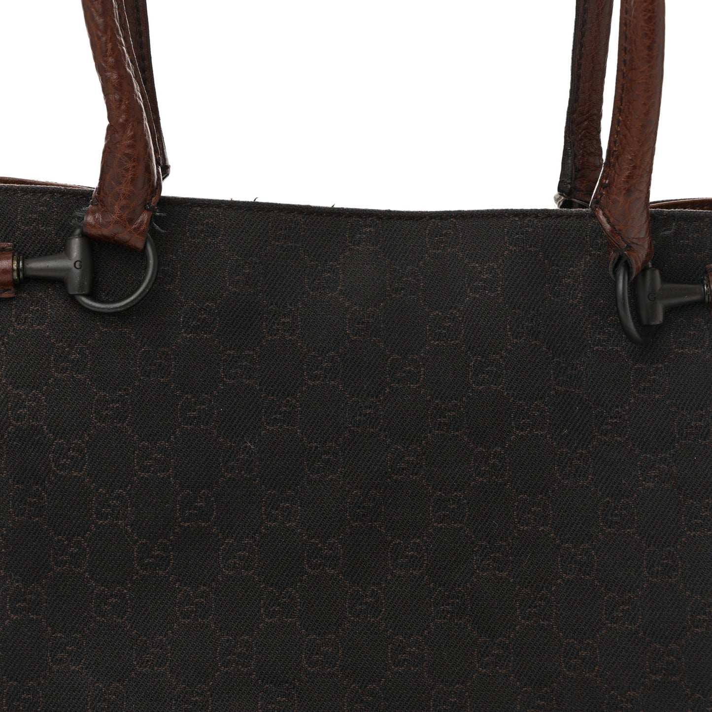 Monogram Denim GG Shoulder Bag Black Brown
