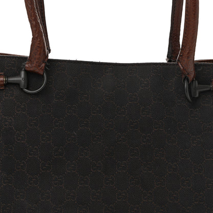 Gucci Monogram Denim GG Shoulder Bag Black Brown 8 of 11