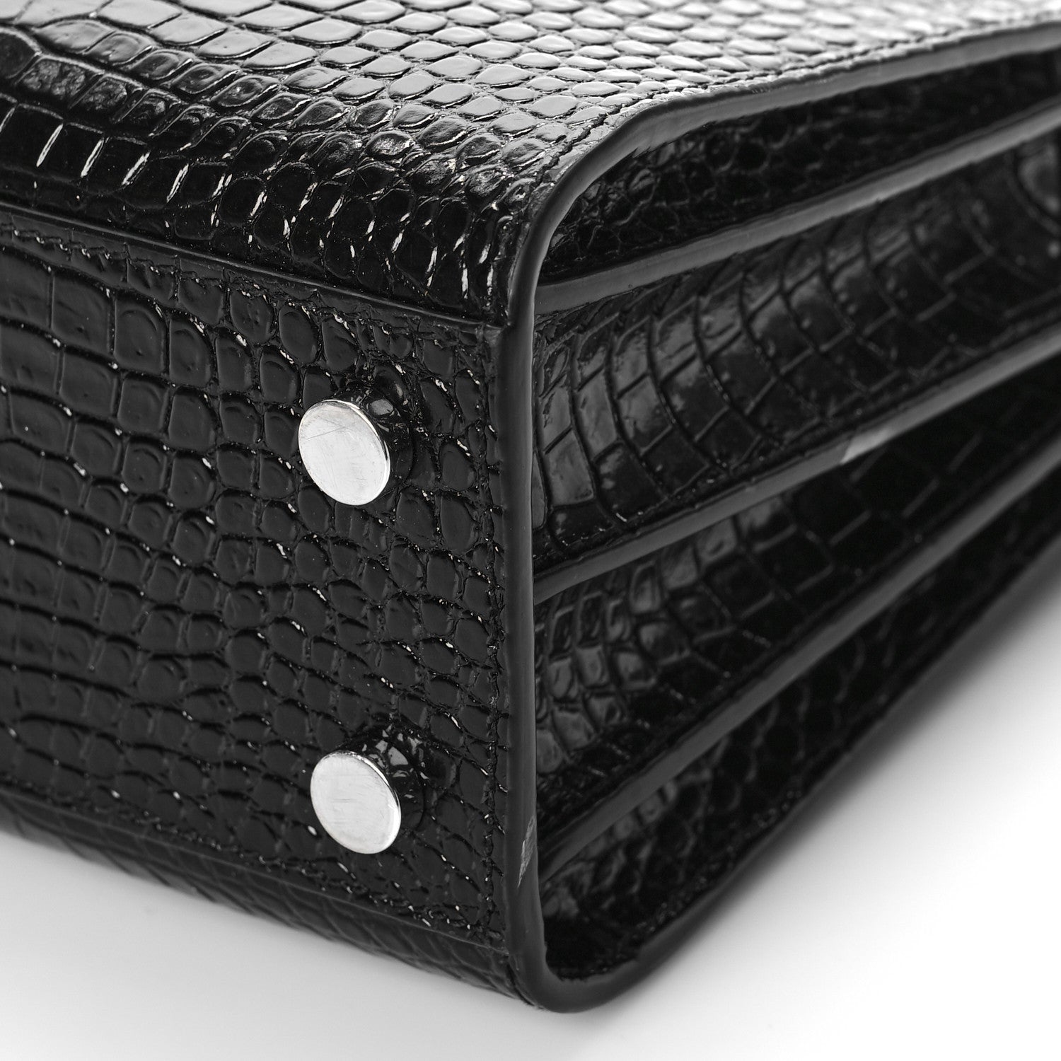 Saint Laurent Calfskin Crocodile Embossed Nano Sac De Jour Black 8 of 10
