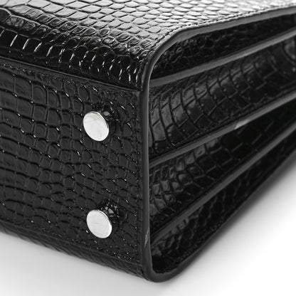 Saint Laurent Calfskin Crocodile Embossed Nano Sac De Jour Black 8 of 10