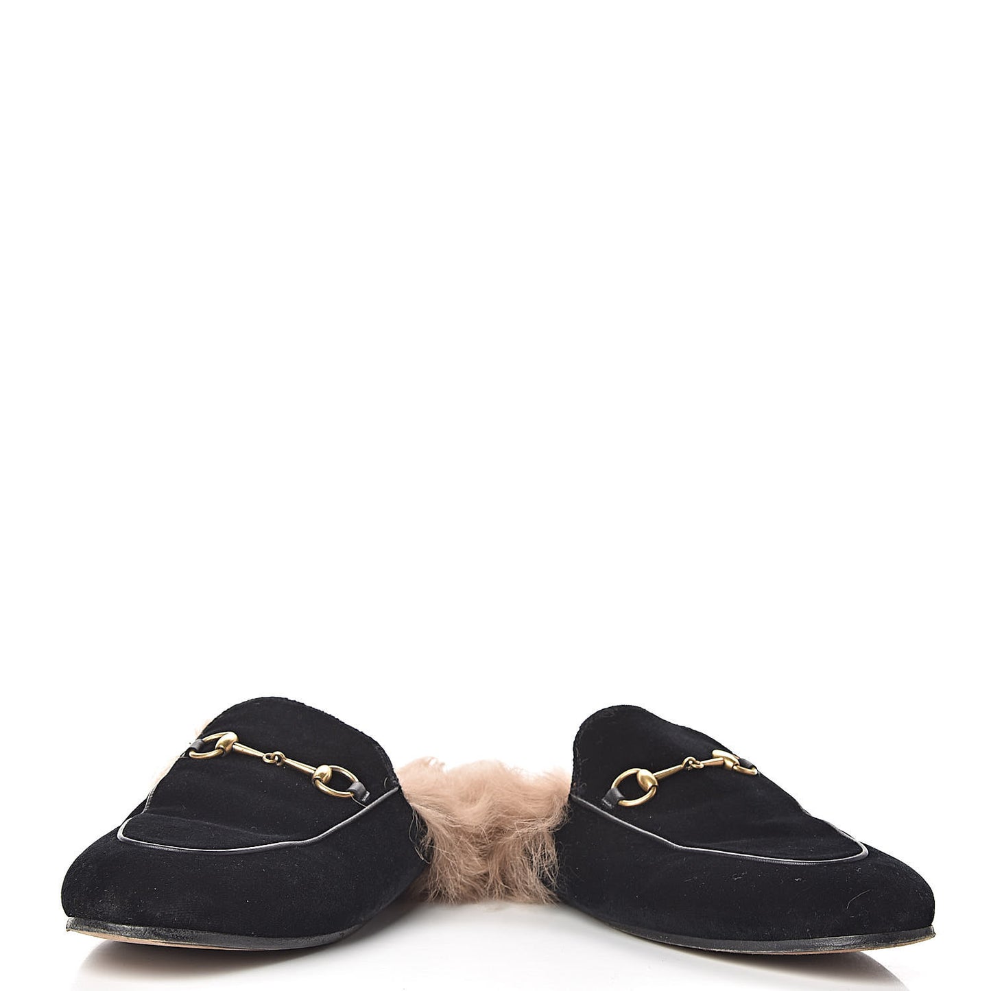 Velvet Fur Womens Princetown Slippers 39.5 Black