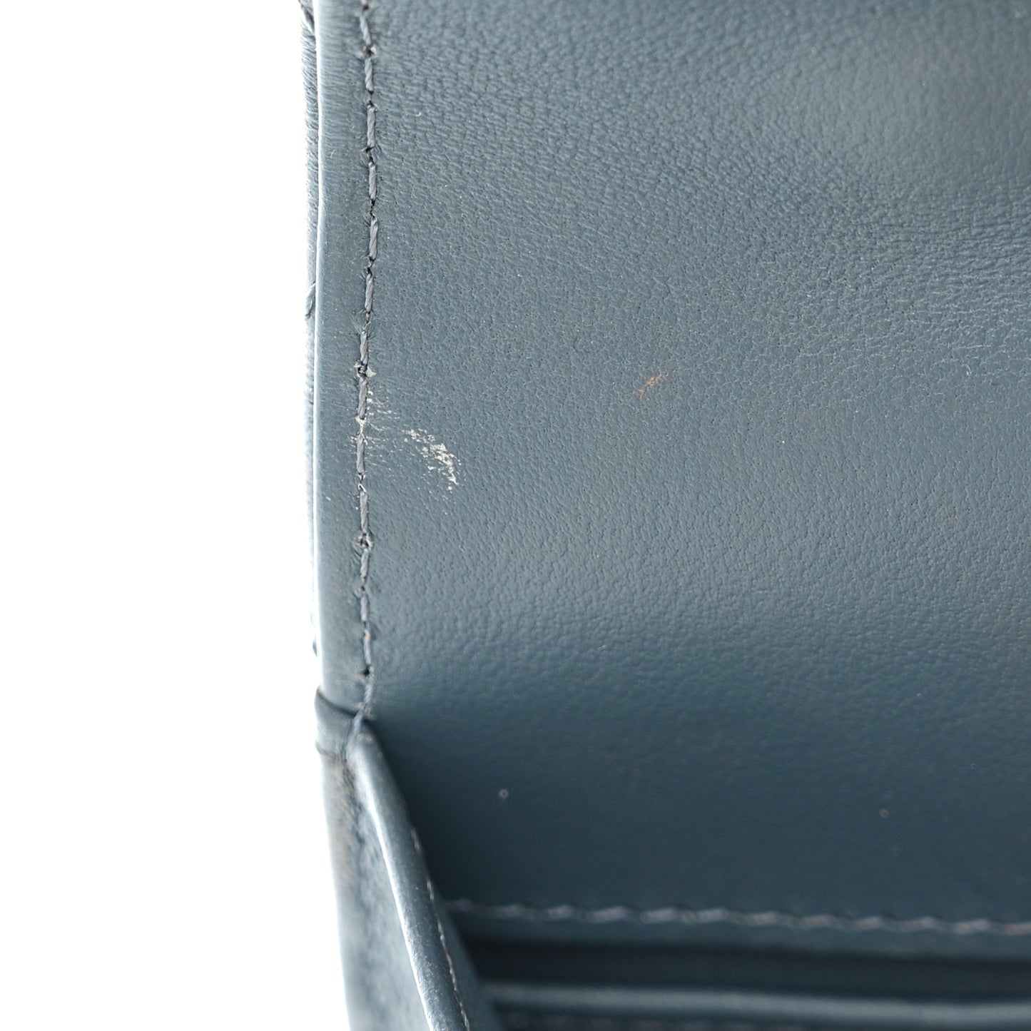 Lambskin Quilted Flap Phone Holder With Chain Blue