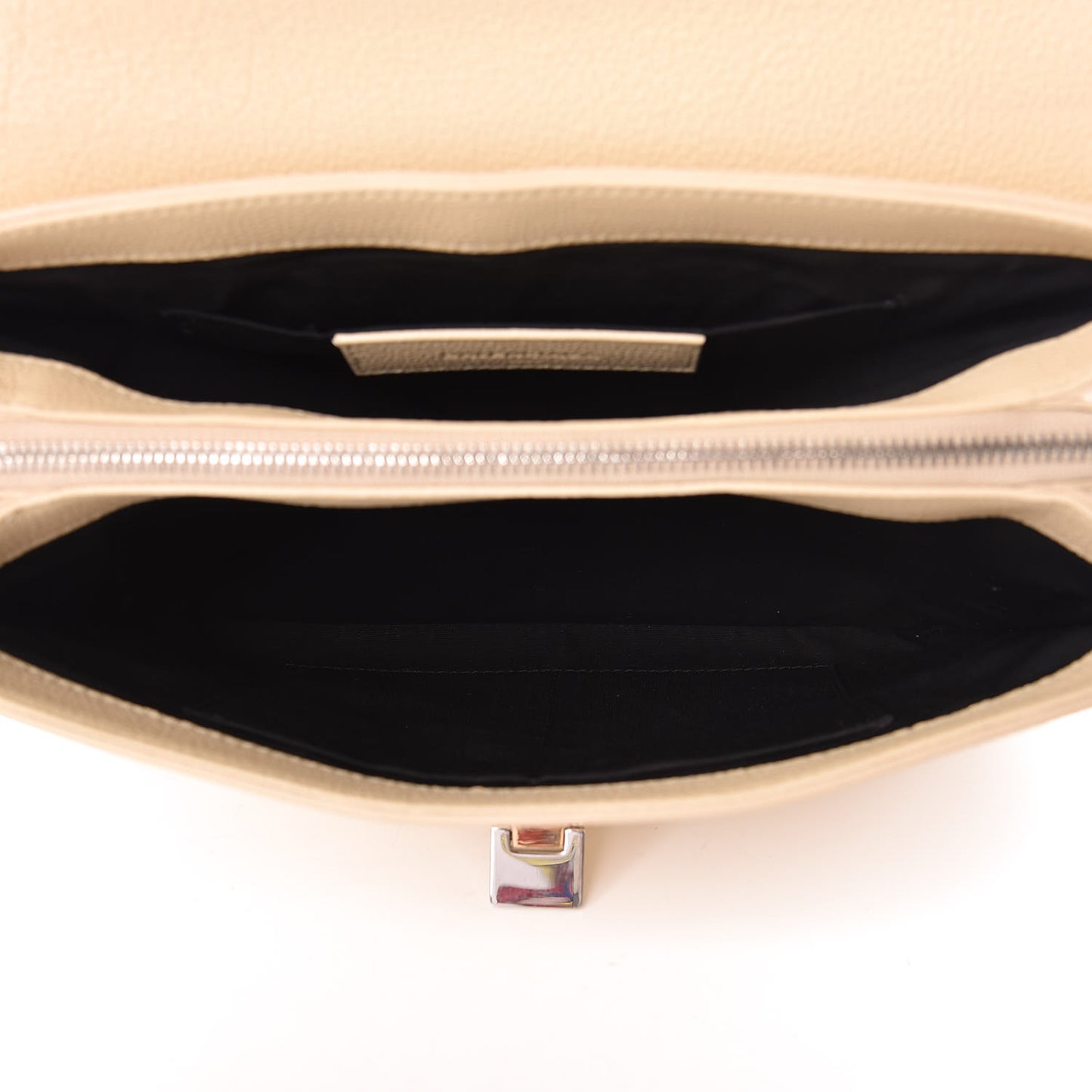 Grained Calfskin Le Dix Small Soft Cartable Blanc Creme