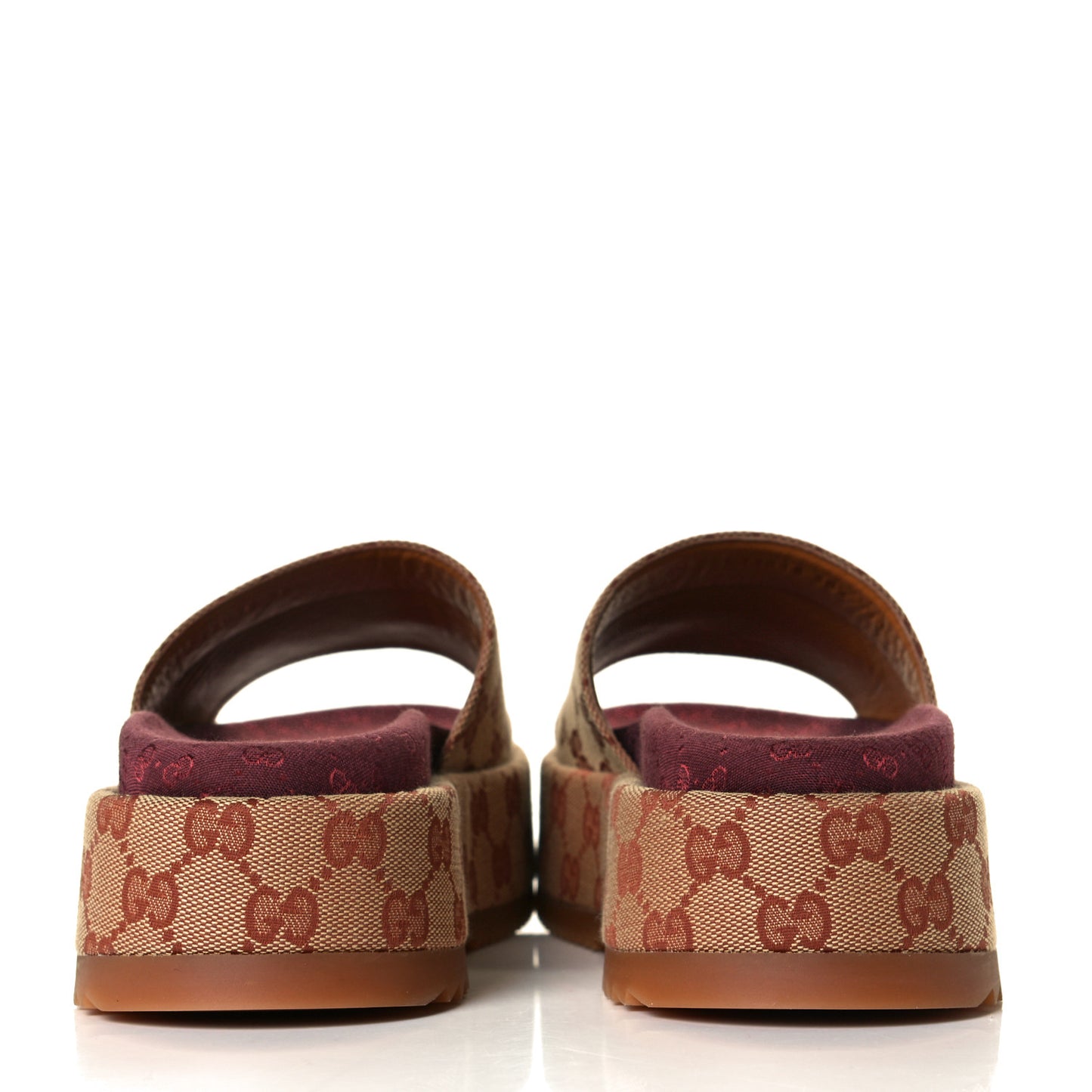 Canvas GG Monogram Angelina Platform Slide Sandals 38.5 Beige Ruggine
