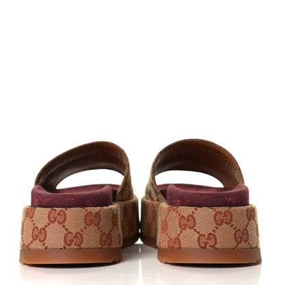 Gucci Canvas GG Monogram Angelina Platform Slide Sandals 38.5 Beige Ruggine 5 of 9