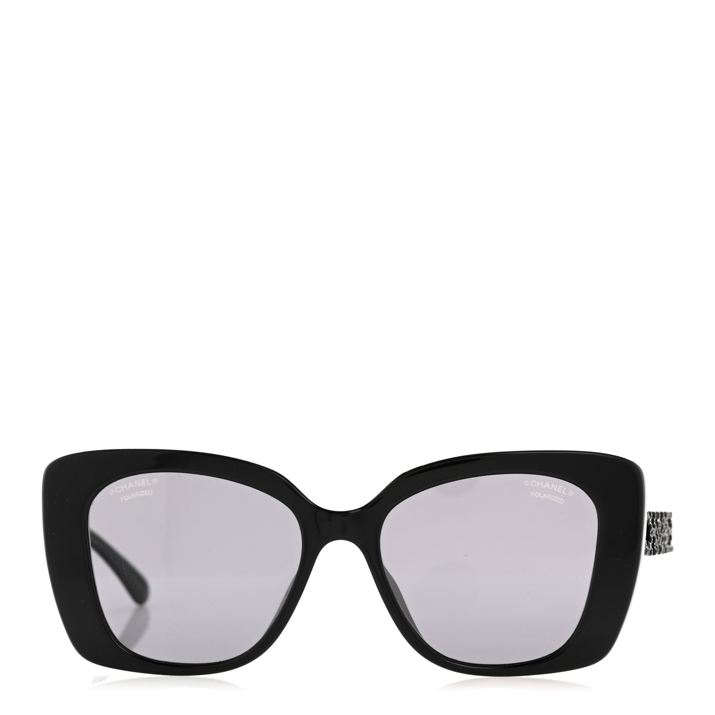 Acetate Strass Polarized Square Sunglasses 5422-B-A Black