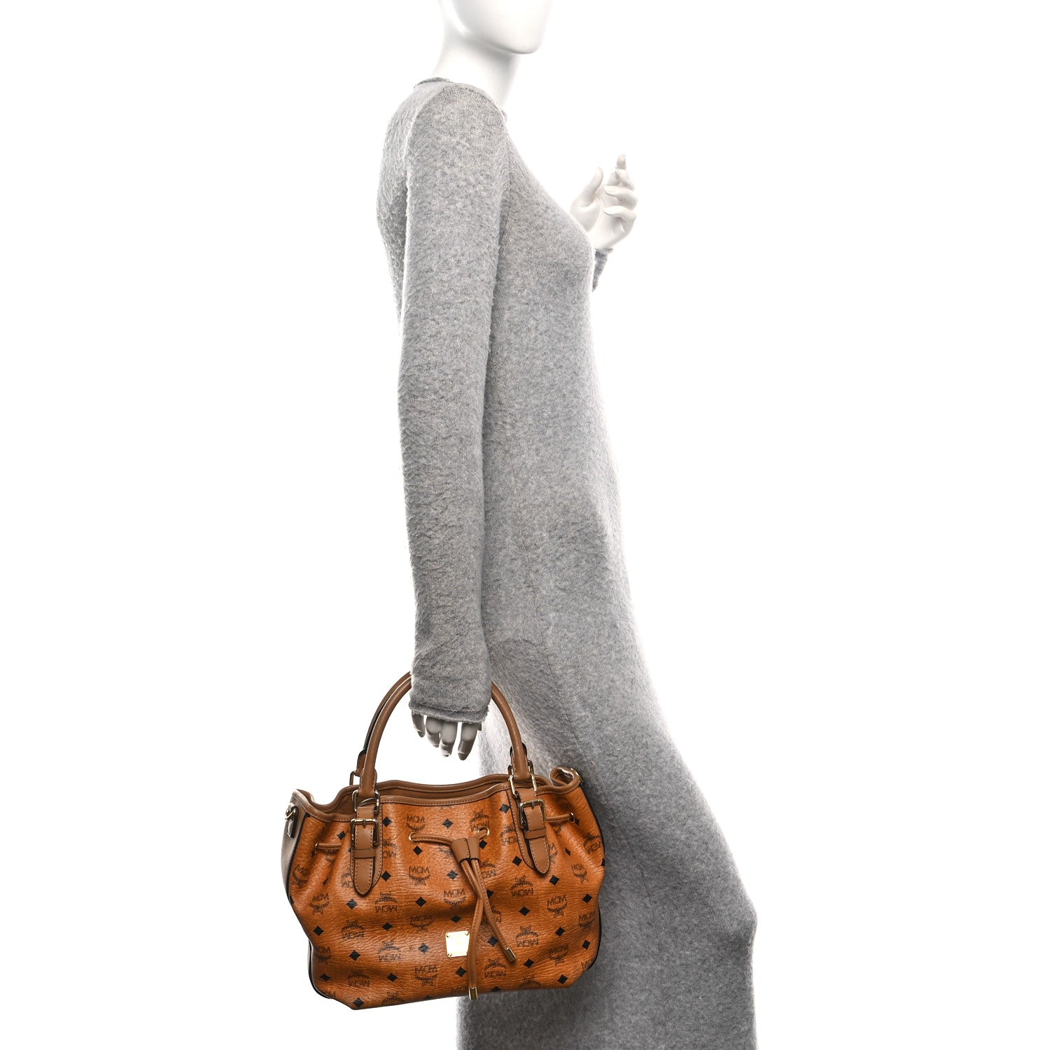 MCM Visetos Drawstring Shopper Cognac 2 of 10