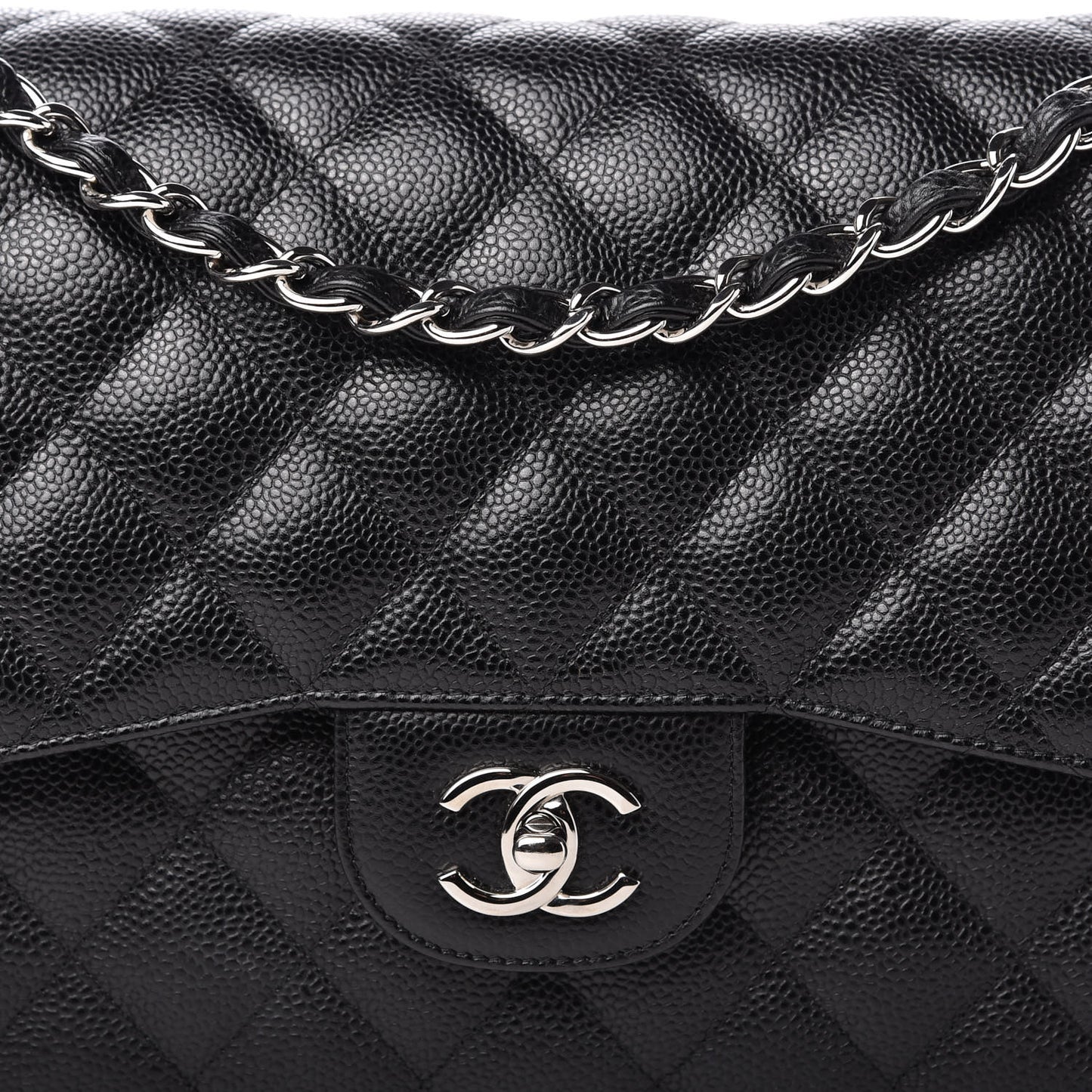 Caviar Quilted Jumbo Double Flap Black