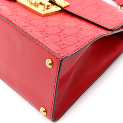 Gucci Guccissima Signature Small Padlock Top Handle Bag Hibiscus Red 9 of 17