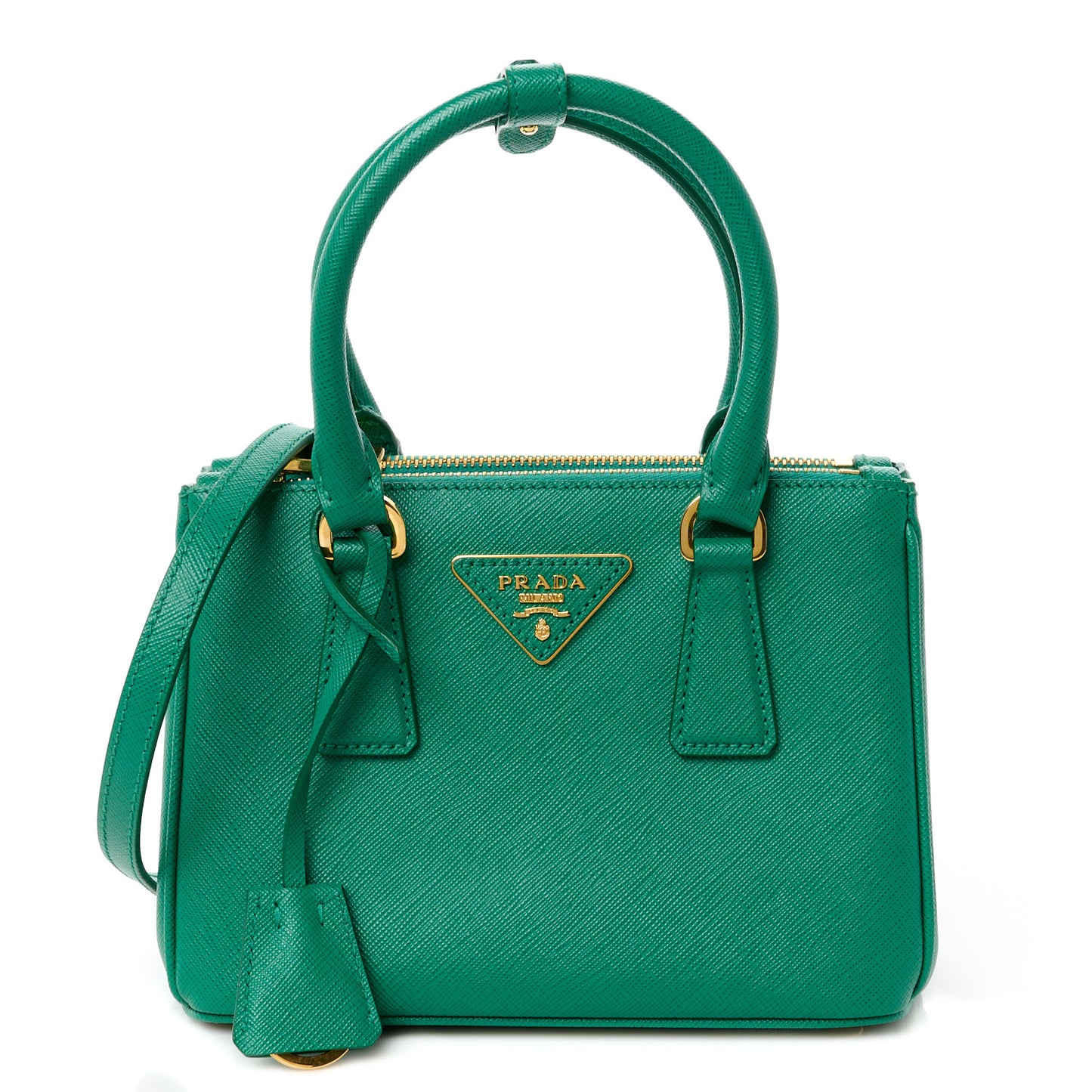 Saffiano Mini Galleria Double Zip Tote Biliardo