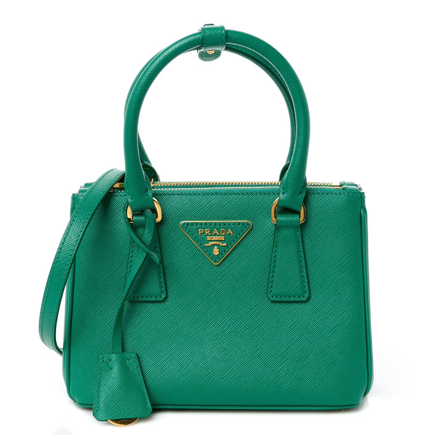 Prada Saffiano Mini Galleria Double Zip Tote Biliardo 1 of 13