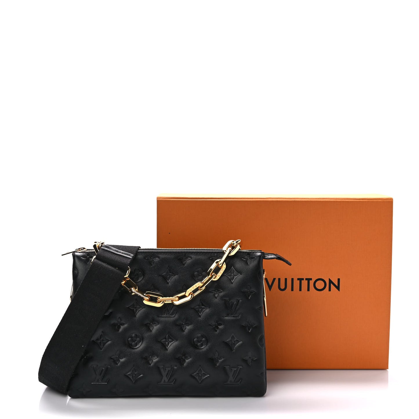 Lambskin Embossed Monogram Coussin PM Black